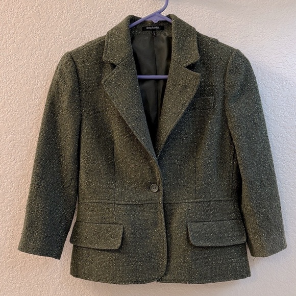 Daisy Fuentes Tweed Green Blazer - Picture 1 of 3